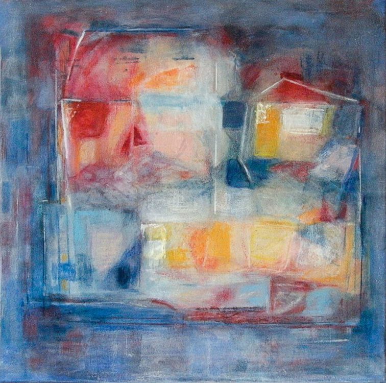 13. "Priolo Road" - acrylic and pastel on canvas, 63.5x63.5cm