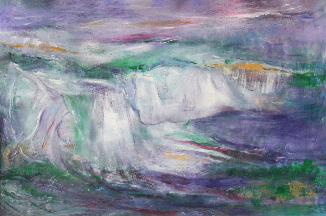20. "Purple Cliffs" - acrylic on canvas, 80x55cm, framed