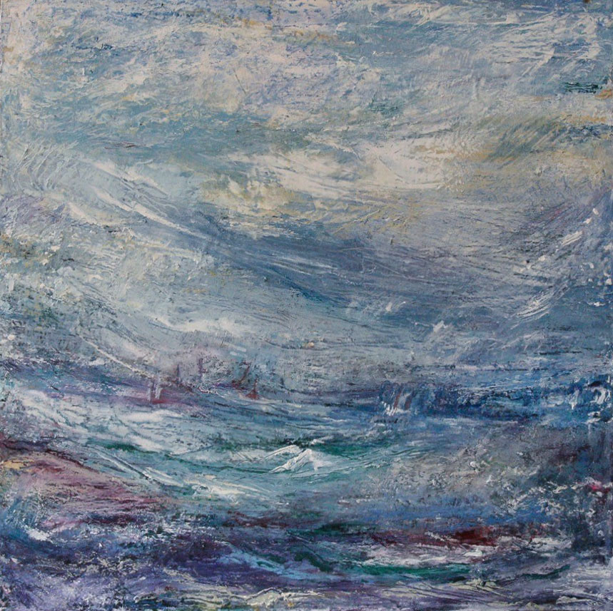 6. "Seascape, Blue" - oil and pastel on canvas 61x61cm, unframed