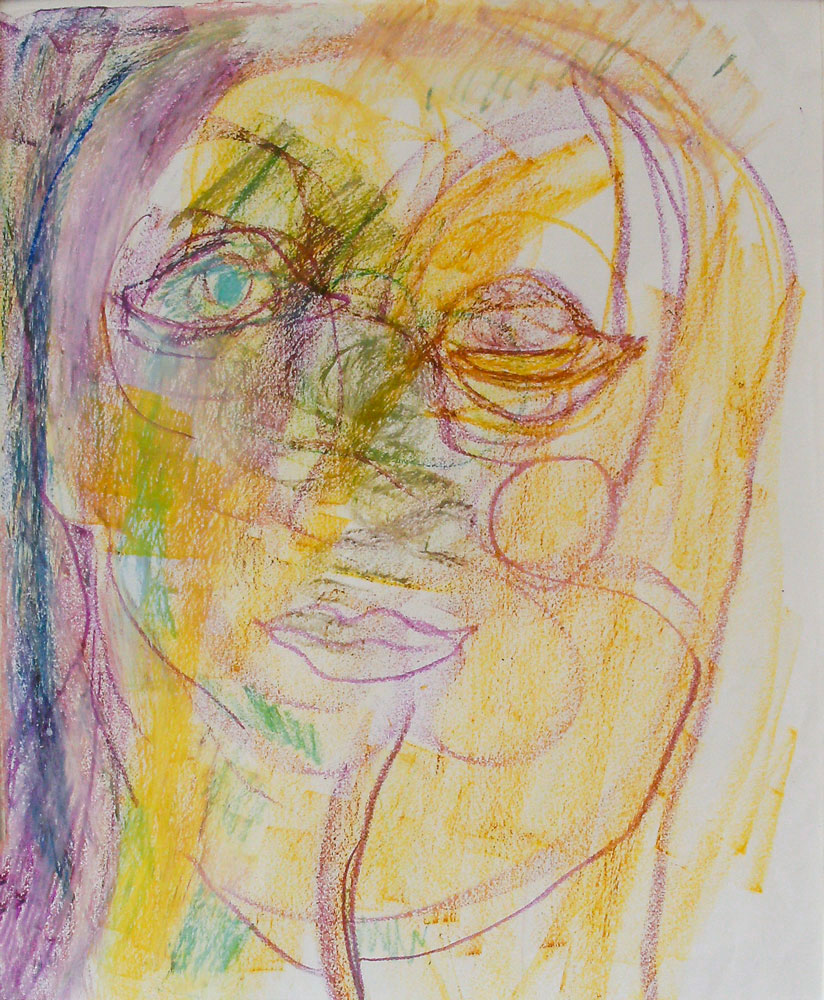 27. "Portrait 1" - oil pastels on paper under glass, 63.5x71cm, framed